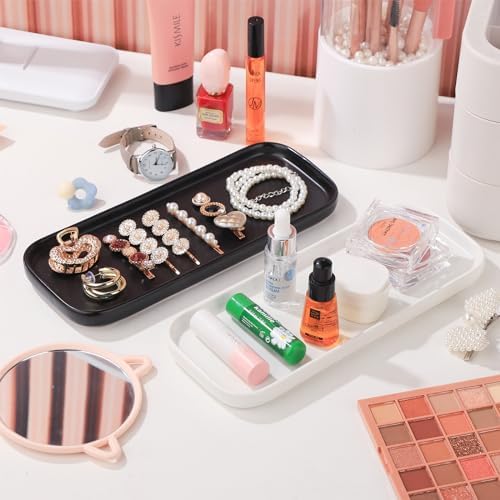 VanEnjoy Ceramic Tray for Kitchen Counter, White Vanity Tray for Bathroom Counter, Long Narrow Tray for Soap Bottles - Image 7