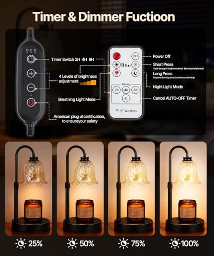 Candle Warmer Lamp with Timer Dimmer,2 Bulbs, Floral - Image 4