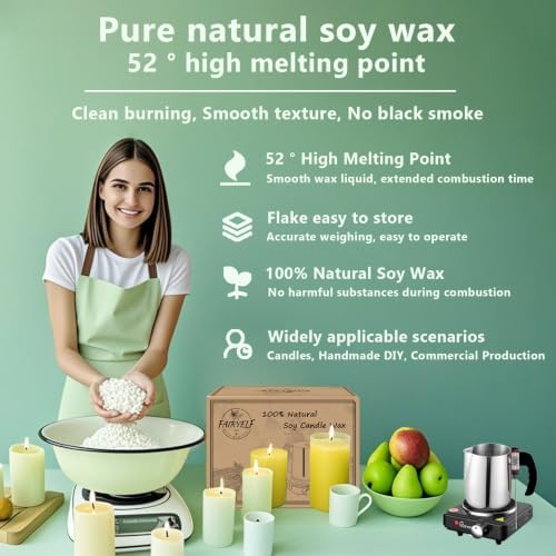 FAIRYELF 3lbs Soy Wax Candle Making Kit for Adults, DIY Craft Supplies Set - Image 3