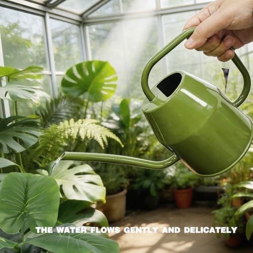 35 oz/1000 ml Metal Indoor Small Watering Can with Long Spout for House Plants Decorative, 12 oz/360 ml Glass Plant Mister Spray Bottle for Bonsai Garden Flowers(Green) - Image 4