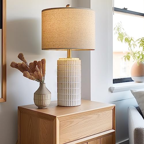 PoKat 23" Modern Ceramic Table Lamp Set of 2 for Living Room Bedroom, White - Image 6