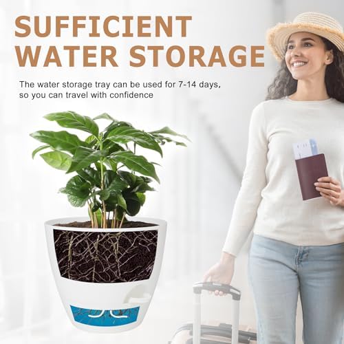 QRRICA 7/7.5/8/9/10 Inch Self Watering Pots for Indoor/Outdoor Plants - Image 5