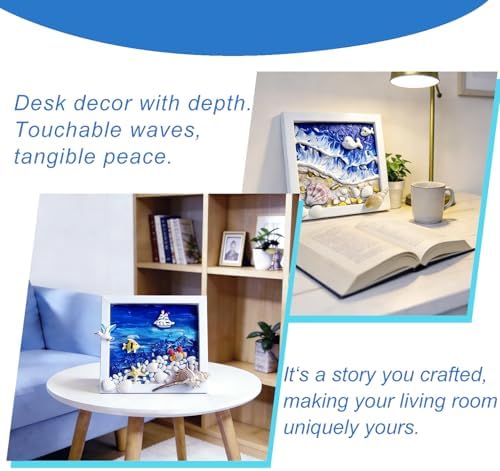 A&H Zier 2 Pack DIY Sea Glass Art Kit White Cream Resin-Beach Frame Making for Adults Ocean Wall Decor Complete Resin Art Kit for Adult & Beginners（6.9x8.9 Inch） - Image 5