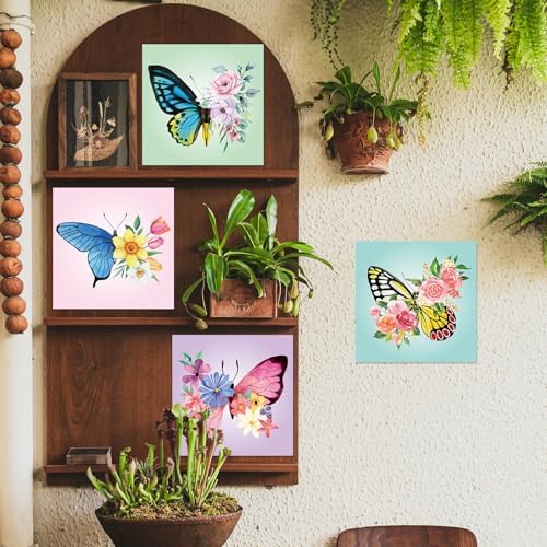 Sherr 24 Pcs Pre Drawn Canvas for Adult, Butterfly, 8 x 8 Inch - Image 5