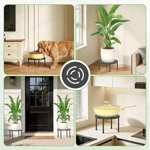 iDavosic.ly 3-Pack Metal Plant Stands for Indoor Outdoor, 10'' Small, Black - Image 6