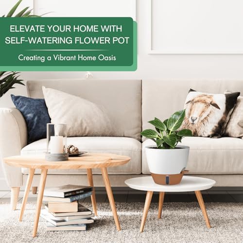 2 Pack 10 inch Self Watering Planters, PP Plastic Plant Pots for Indoor - Image 2