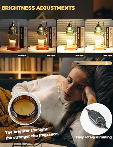 Green Candle Warmer Lamp with 24h Cycle Timer, Dimmable Wax Melt Warmer - Image 2