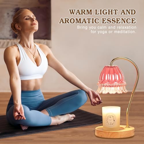 Funistree Flower Candle Warmer Lamp with Timer, Dimmable Candle Lamp Warmer, Christmas Birthday Gifts for Women Mom Her, Housewarming Home Decor, Lotus Wax Warmer for Yankee Candles - Pink Flower - Image 7
