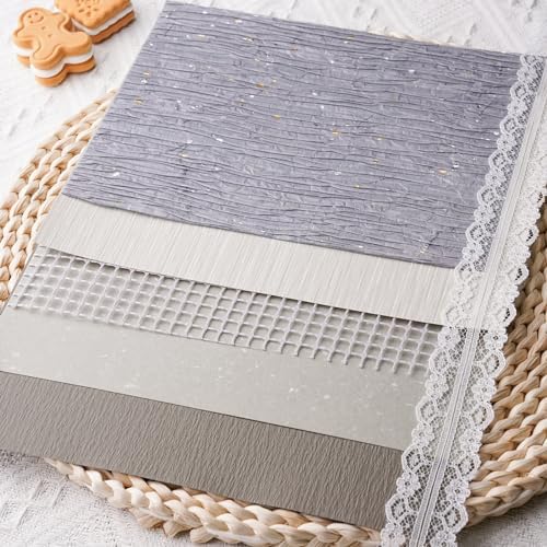 15Pcs Handmade Scrapbook Art Paper Craft Textured Paper Colorful A5 sheet Mesh Special Mix for Scrapbooking Junk Journal Journaling Supplies DIY Materials,5.8x8.2 inches (Grey) - Image 5