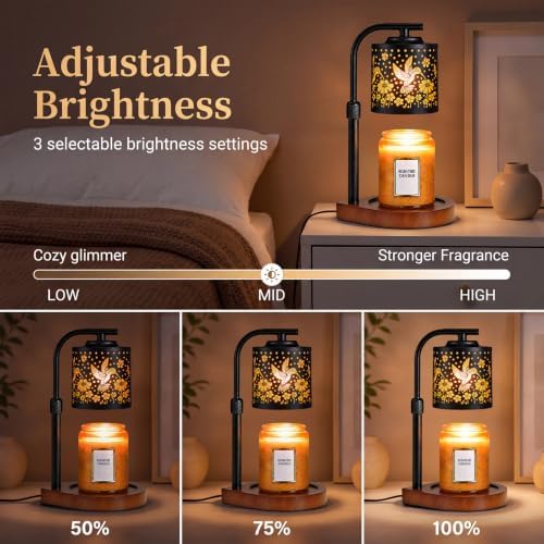 Candle Warmer Lamp with Timer & Dimmer- Electric Wax Melt Warmer with Adjustable Height for Scented Candles, Home Décor Fragrance and House Warming Birthday Gifts for Women Mom - Image 4