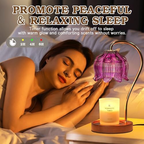 Purple Candle Warmer Lamp with Timer, Electric Candle Warmer, Women Birthday Christmas Gift, Flower Wax Warmer for Yankee Candle Lovers, Vintage Melt Lamp for House Warming Gifts for Mom, Friend - Image 5