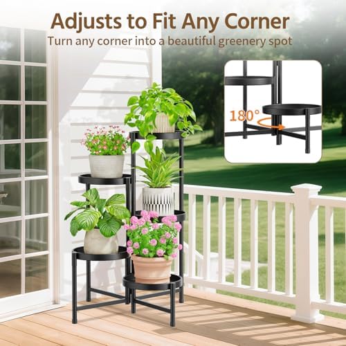 LASZOLA Plant Stand Indoor with 10 Inch Large Metal Tray, 5 Tier Black - Image 4