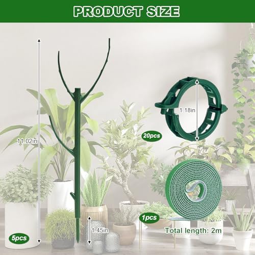 5 Pack Stackable Plant Support Stakes Indoor/Outdoor Support Pole - Image 3