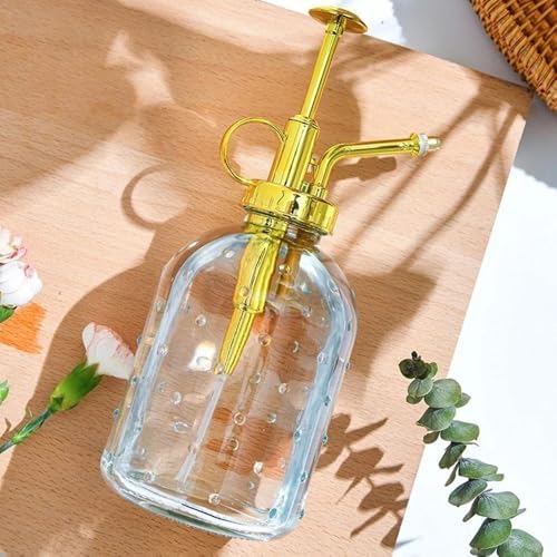 Retro Glass Plant Mister Bottle,Vintage Plant Spritzer Spray Bottle for Succulents,Indoor Watering Can with Detachable Nozzle(Gold 350ml) - Image 3