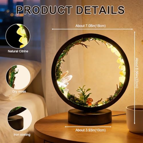 Runyangshi Nature Decor Natural Citrine Crystal Night Light, Nature Lamp 3 Colours Dimmable USB Rock Lamp, Forest Style Healing Lamp for Bedroom Home Decor Gift - Image 2