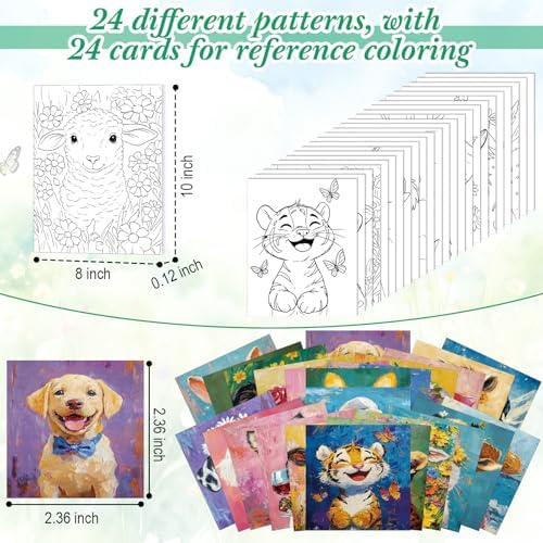 Sherr 24 Pcs Pre Drawn Canvas for Adult, Carton Animal, 8 x 10 Inch - Image 3