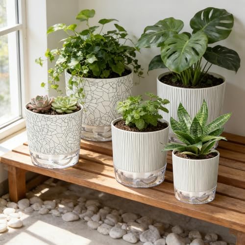 6 Pack Self Watering Pots for Indoor Plants, 4/5.5/6.3 Inch Plant Pots - Image 5