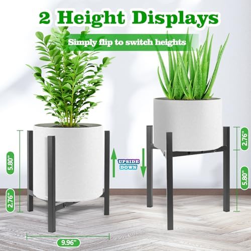 Airpark Plant Stand Indoor Adjustable, Metal Modern Plant Stands, Heavy Duty Stable Plant Pot Flower Holder Indoor Outdoor Corner, Fit 8 9 10 11 12 inch Pots, Black (Pot & Plant Not Included) - Image 3