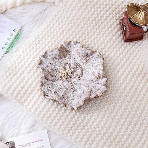 Ceramic Jewelry Dish - Petal Shaped Ring Holder & Key Bowl, Handcrafted Decorative Bowl for Vanity, Dresser, or Entryway, Cute Room Decor & Unique Gift for Women (Kiln Turning White) - Image 3