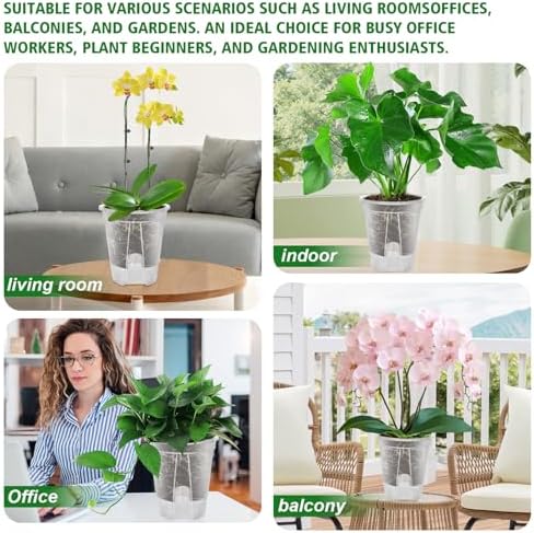 Cdd's Path Large Naked Root Planter Self Watering Pots Set with Holes for Indoor/Outdoor Plants, Planter Pot with Watering Hole/Reservior and Air Pipes (Clear, 8 inch-5 Pack) - Image 5