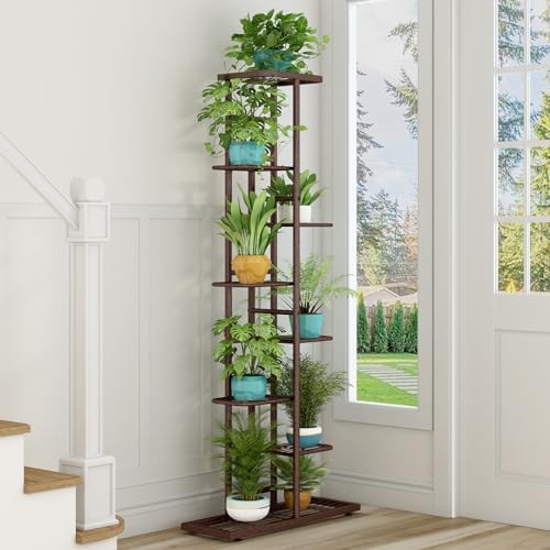 LINZINAR 8 Tier Plant Stand Indoor Outdoor Metal Flower Pot Display Shelf - Image 4
