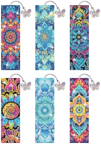 Puraikcmi 6 PCS 5D DIY Diamond Art Bookmarks,Mandala Diamond Painting Bookmarks Kits with Tassels Acrylic, Rhinestone Crafts Decoration Gift Set for Book Lovers Beginners & Adults by Puraikcmi
