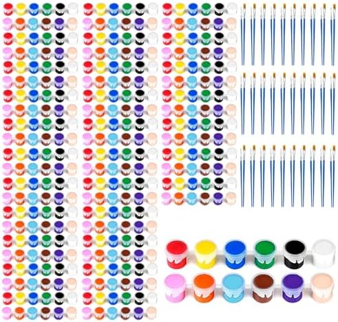 420 PCS Mini Acrylic Paint Set,30 Pack Washable Paint Strips for Kids & Adults - Includes 60 Brushes, 12 Colors kids Paint Kits for Easter Eggs, Birthday, Classroom Party，school supplies by OLINGYOU