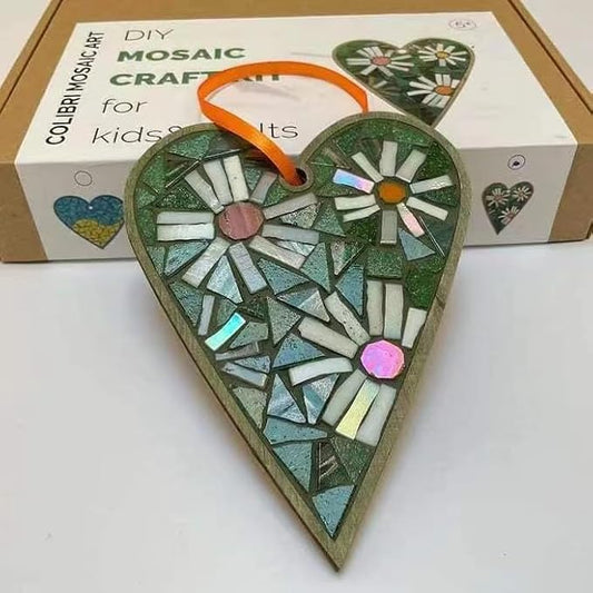 TATREBCRE DIY Mosaic Kit for Adults & Kids – Feather, Bird, Cat & Heart Designs – Christmas Gift Arts and Crafts Kit with Grout & Tools – Easy Mosaic Craft for Beginners (Love)