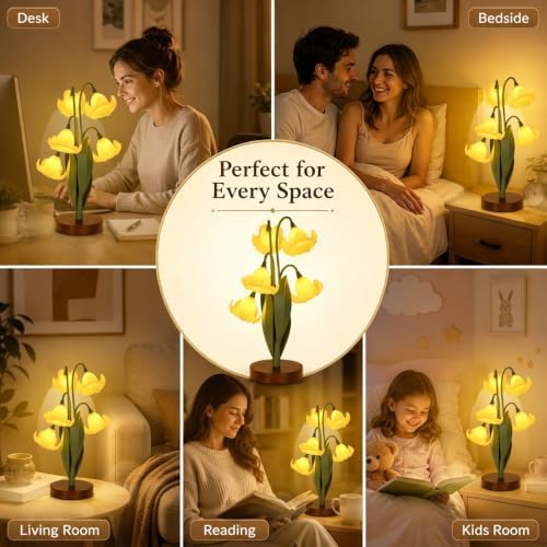 Flower Table Lamp for Bedroom, LED Cute Reading Light - Image 4
