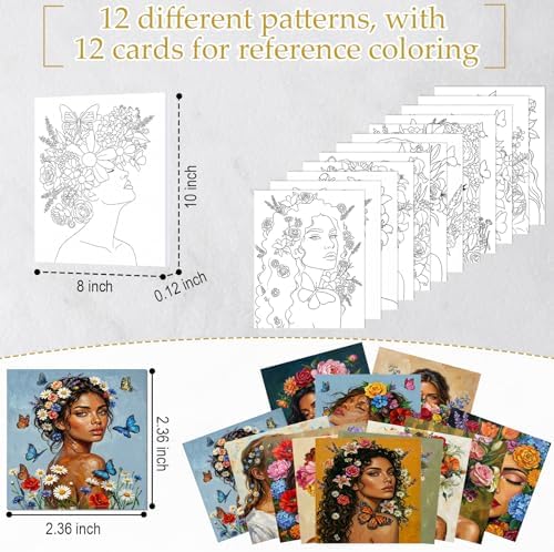 Ctosree 12 Pcs Pre Drawn Canvas for Painting,Floral Portraits,8 x 10 Inch - Image 3