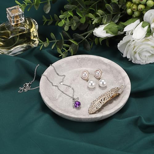 Hipiwe Small Key Bowl for Entryway, 5.5" Round Natural Travertine Tray - Image 6