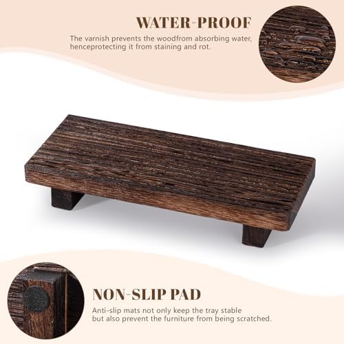 Bathroom Sink Tray Wood Riser Display Kitchen Decor Soap Holder, Dark Brown - Image 7