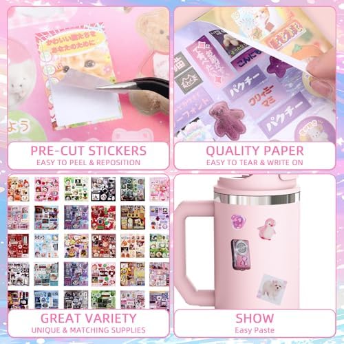 650Pcs Japanese Sticker Book for Journaling Adult, Cute Scrapbook Stickers - Image 2