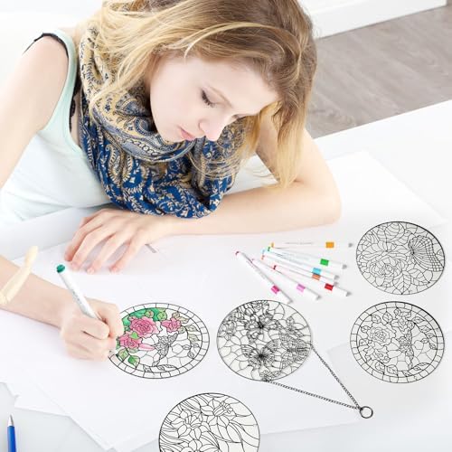 Humyoun 72 Pcs Suncatchers Crafts Kit DIY Paint Art,Stained Glass Painting - Image 5