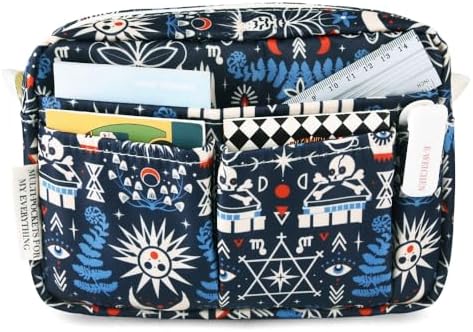 Multiple Pockets Portfolio Organizer with Zipper,Makeup Bag Pencil Pouch by E-WEICHEN