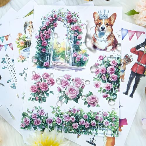 Snycler The Corgi Theme Sticker Scrapbooking Supplies for Junk Journal, 20 Sheets PET Stickers - Vintage Journaling Stickers, Ephemera Sticker Book Pre Cut, Junk Journal Supplies, Planner - Image 4
