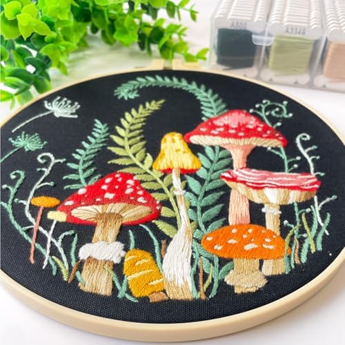 Silentsea Mushroom Embroidery Kit, Beginner Embroidery kit for Adults, Needlepoint Set Funny (Mushroom) - Image 4