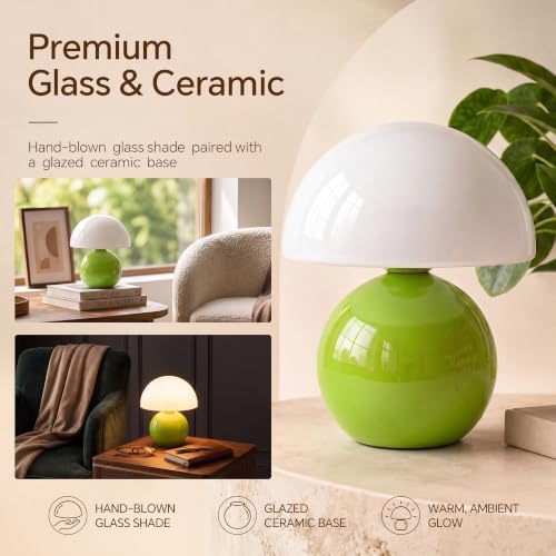 Dawnwake Mushroom Lamp Table Lamp for Bedroom-Small Desk Table Lamps,Green - Image 3