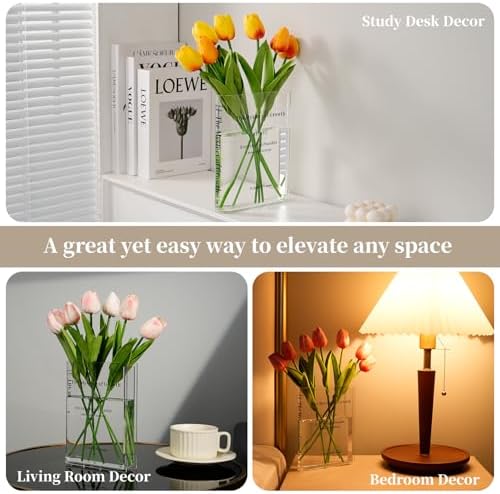 Puransen Clear Bookend Vase for Centerpiece Home Indoor Desk Decor - Image 6