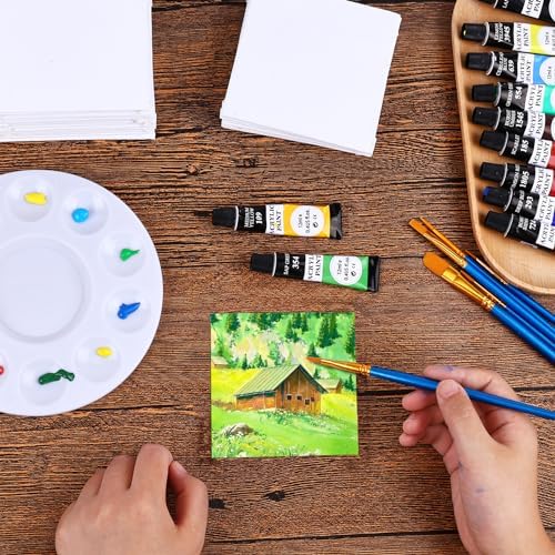 ESRICH 3x3IN Small Canvases for Painting, 32 Pack Mini Canvas Boards Cotton Painting Canvas Primed Acid Free Mini Blank Canvas Panels for Oil Paint,Watercolor,Acrylic Paint,Gouache&Tempera. - Image 6