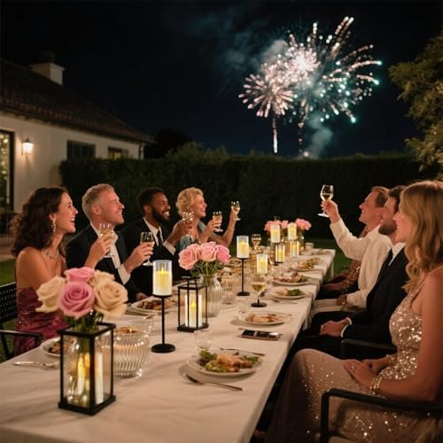 wemarry Flameless Candles Acrylic Glass Pillars 3" D x 6" H Battery Operated Flickering Candles Include 8-Key Remote with Timer Function 400+ Hours (Pure White, Warm Light 2 Pack) - Image 2