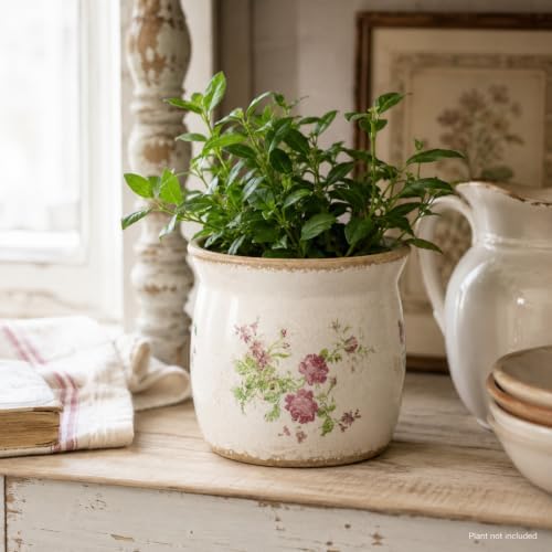 Doysayes Vintage Ceramic Flower Pot for Indoor Plant with Drainage Hole - Image 7