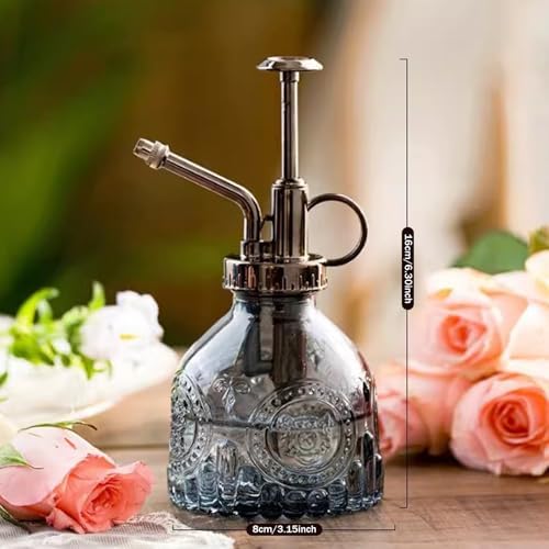 6.30x3.15 Inch Glass Plant Mister Spray Bottle, Portable Handheld Fine Mist Vintage Embossment with Handle for Indoor Garden - Image 4