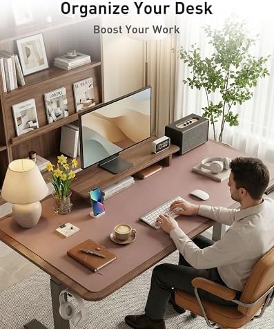 Aothia Faux Leather Desk Mat - Large Mouse Pad, Non-Slip PU Leather Blotter, Waterproof Writing Surface for Office and Home (Dark Pink, 40" x 24") - Image 3