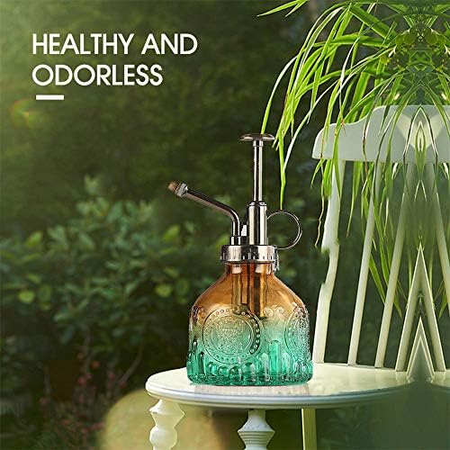 Glass Plant Mister Spray Bottle Indoor Watering Can 6.4inch Tall with Bronze Plastic Top Pump Vintage Small Plant for Outdoor Garden Succulent Flower - Image 7