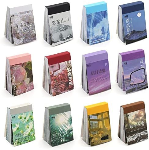 600 Pieces Washi Sticker Set, 12 Set Scrapbooking Diary Planner Album Diary Notebook, Scrapbooking Sticker Journaling Supplies for DIY Arts and Crafts Card Making Laptop Decoration by Daoeny