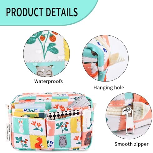 Multiple Pockets Portfolio Organizer with Zipper,Makeup Bag Pencil Pouch - Image 5