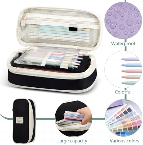 135 Pcs Book Annotation Kit with Pencil Case, 12 Pastel Highlighters, 11 Gel Pens, Fine Marker, 300 Transparent Sticky Notes, 2640 Index Tabs, Bible Study Supplies Kit(Classic,Black) - Image 4