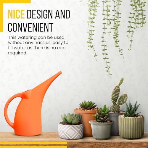 KP KOOL PRODUCTS 1/2 Gallon Watering Can - Small Indoor/Outdoor Plastic Waterer - Orange - 1 Pack - Image 5