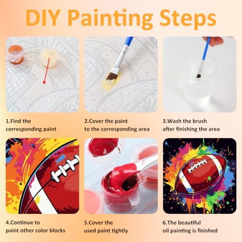Mandun Football Paint by Numbers Kit for Kids, 8x8 inch - Image 7